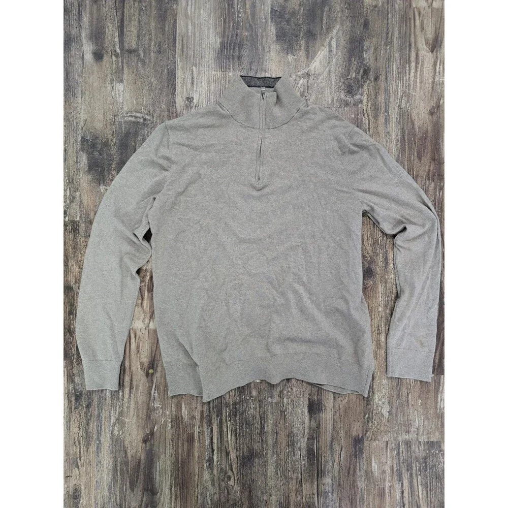 BANANA REPUBLIC Sweater Men's Long Sleeve 1/4 Zip High Neck Pullover Gray L